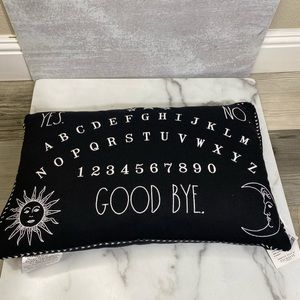 Rae Dunn Halloween Ouija Board Feather Throw Pillow Black Embroidered